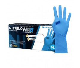 GUANTE NITRILO HR8 SIN POLVO AZUL HIGH RESISTANCE